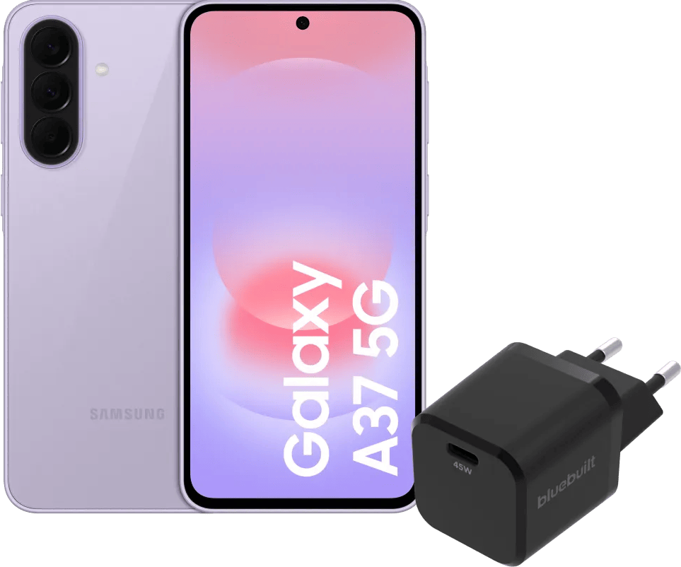 Samsung Galaxy A37 256GB Roze 5G + BlueBuilt Oplader met Usb C Poort 45W Zwart