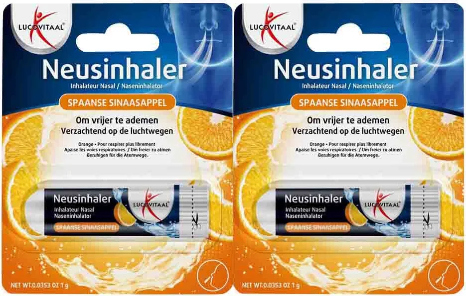 2x Lucovitaal Neusinhaler Vrijer Ademen Spaanse Sinaasappel 1 gr