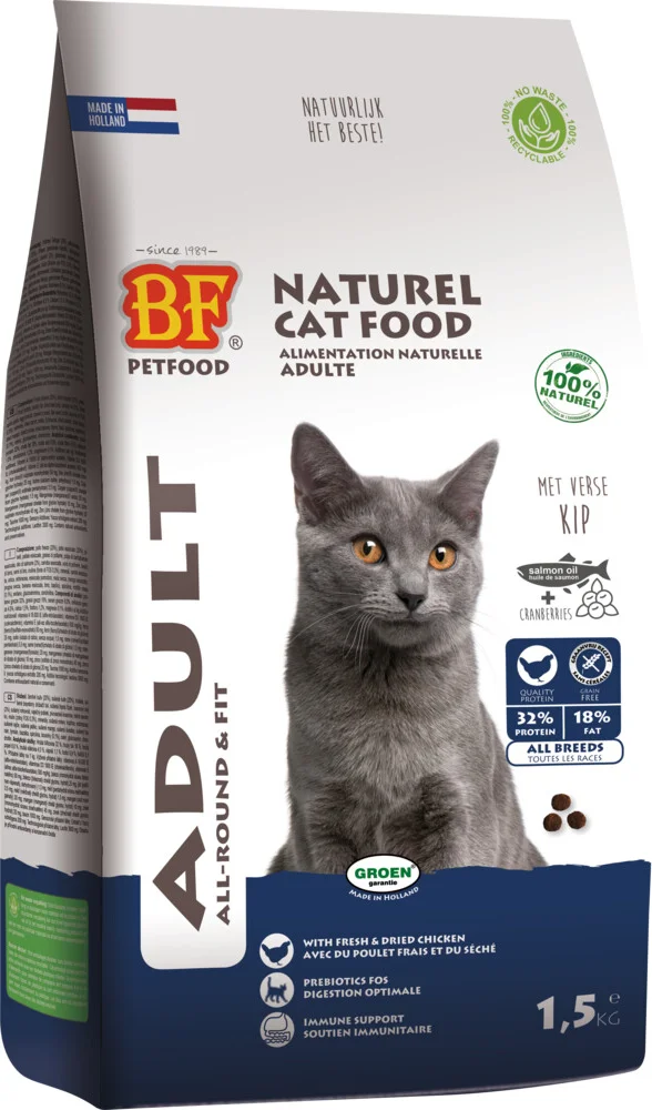 4x BF Petfood Kattenvoer Adult Tarwevrij 1,5 kg