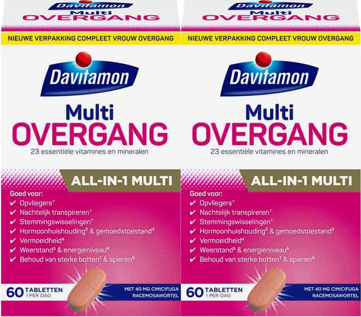 2x Davitamon Compleet Vrouw Overgang Multivitamine 60 tabletten