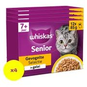 4x Whiskas Kattenvoer Nat Senior 7+ Gevogelte in Gelei Multipack 12x85 gr