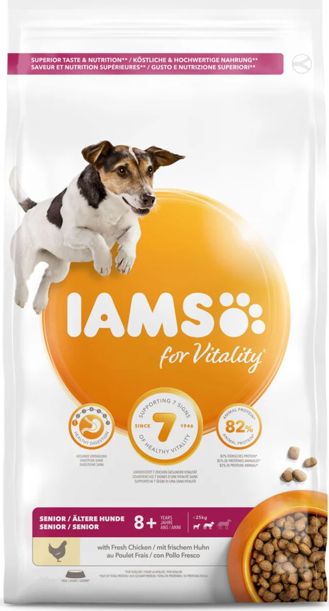 3x IAMS Dog Senior Small - Medium Kip 3 kg