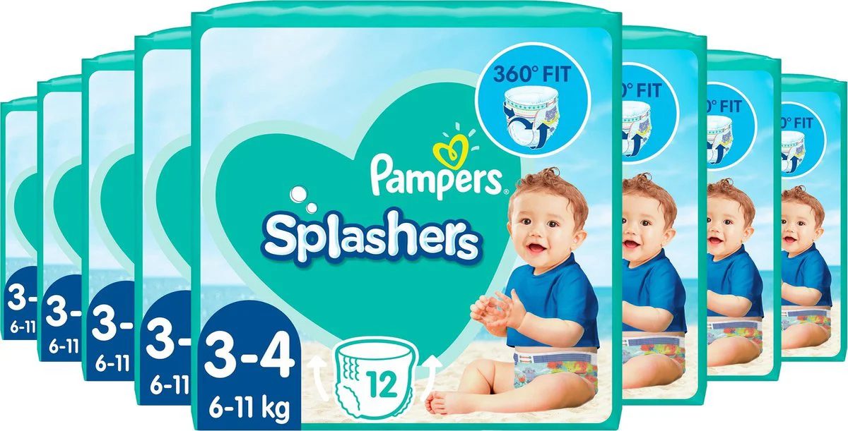 8x Pampers Splashers Zwemluiers Maat 3-4 (6-11 kg) 12 stuks