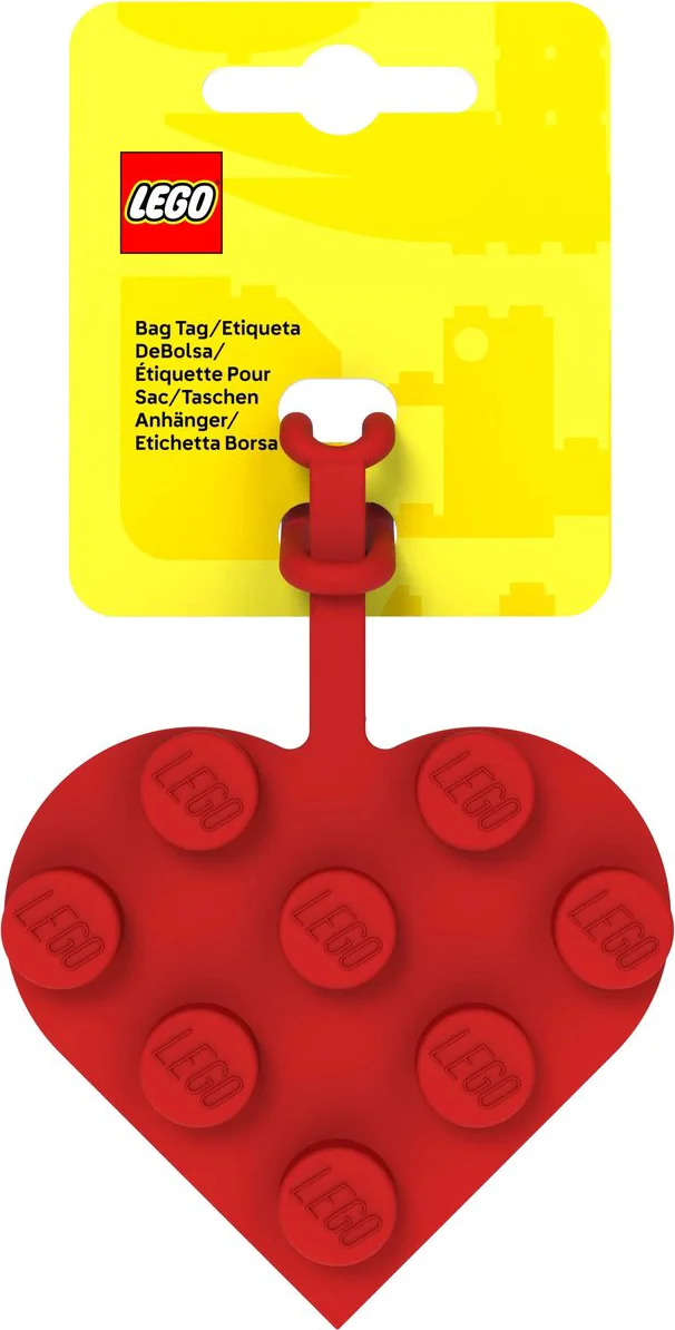 LEGO 3x3 hartvormig bagagelabel - rood