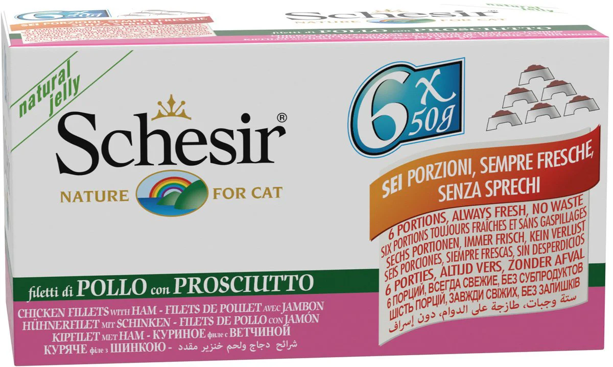 Schesir Kattenvoer Kipfilet - Ham 6 x 50 gr