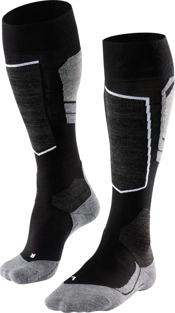 FALKE SK4 warm dun wol functioneel materiaal skisokken heren zwart - maat 42-43