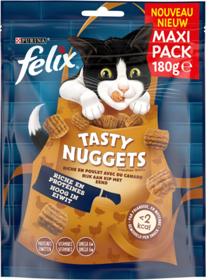 Felix Kattensnack Tasty Nuggets Kip & Eend 180 gr