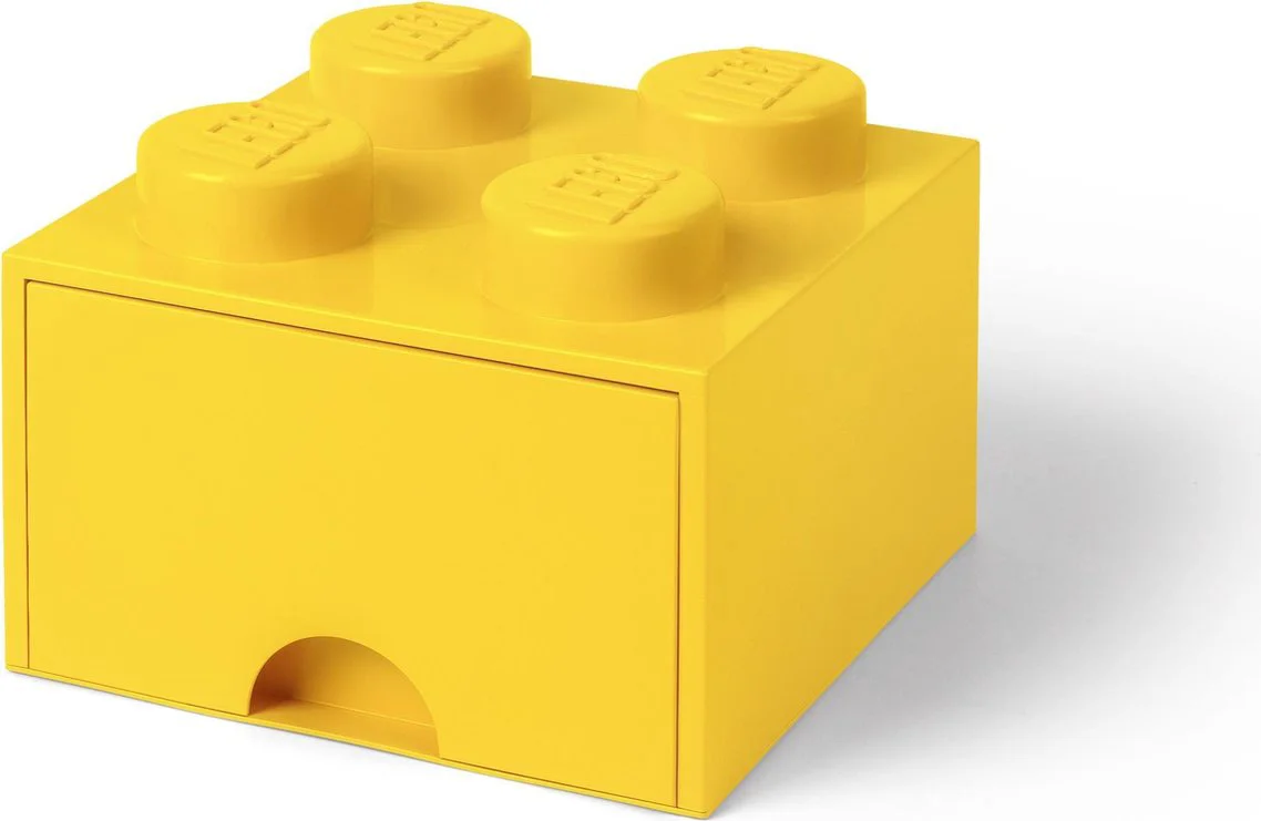 LEGO Opbergsteen met 4 noppen en 1 lade - geel