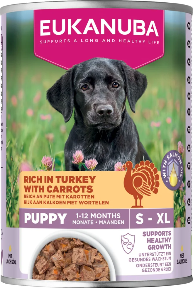 6x Eukanuba Hondenvoer Nat Life Care Dog Puppy Kalkoen en Wortel 400 gr