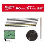 Milwaukee Rondkopnagels 20° 80 x 3,1mm | ring schacht | gegalvaniseerd VE=1750 - 4932492589