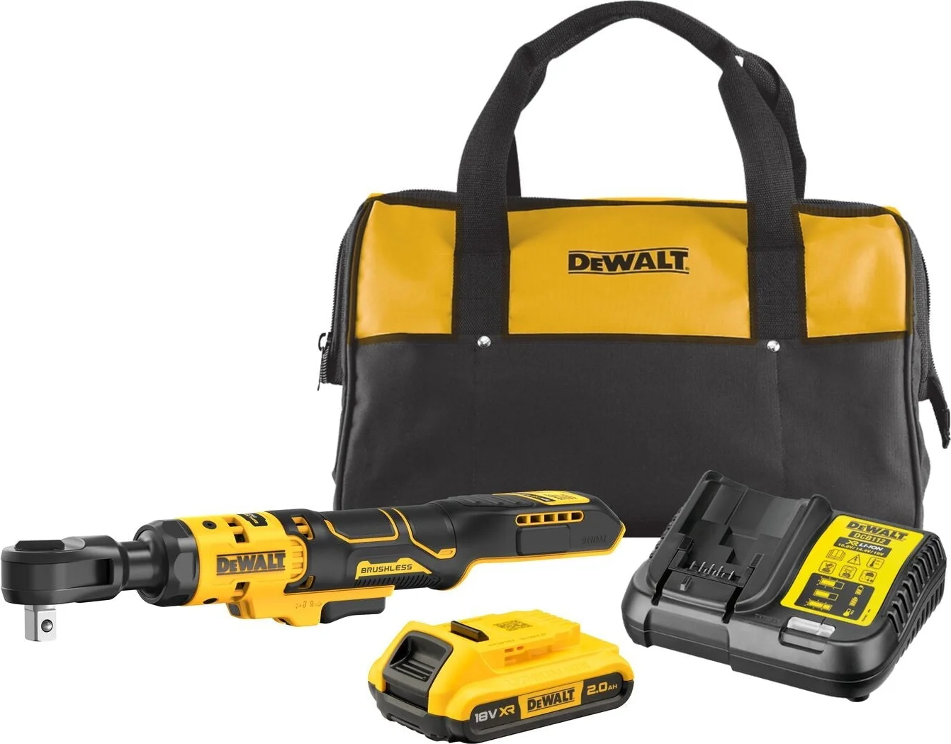 DeWALT DCF512D1 Accu haakse ratelsleutel 1/2" borgpin 18V XR 2.0Ah in tas