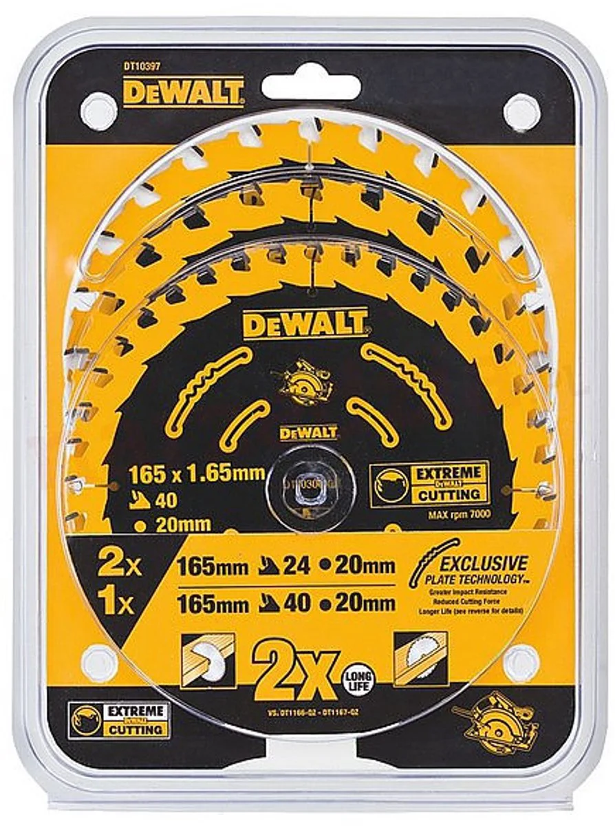 DeWALT DT10397 Constructiezaagbladenset 165x20mm 3 st