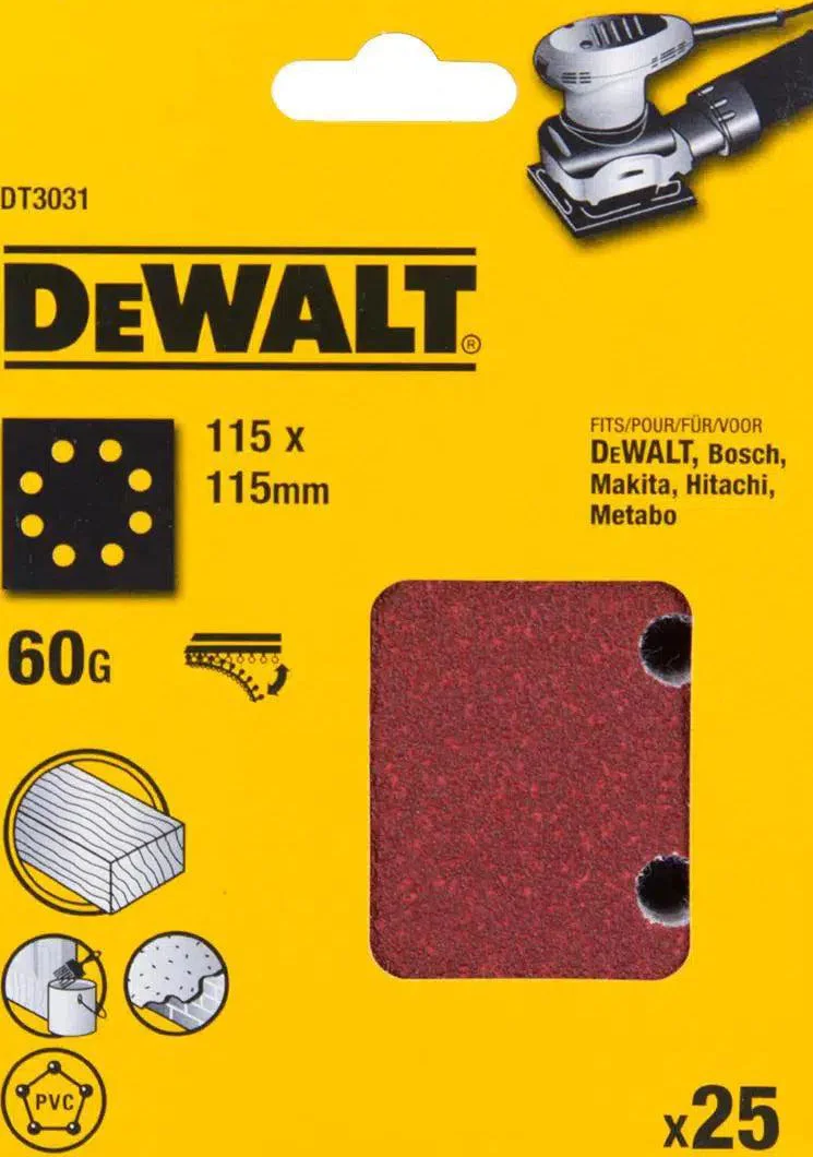 DeWALT DT3031 P60 Schuurpapier 1/4 Velcro VE=25