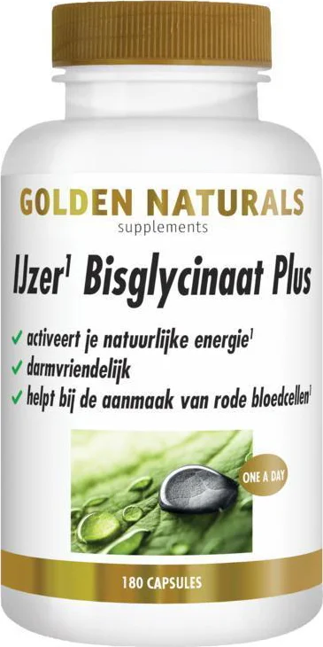 Golden Naturals IJzer Bisglycinaat Plus 180 vegacapsules