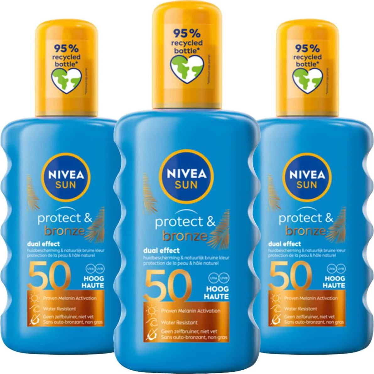 3x NIVEA Sun Protect & Bronze Zonnebrand SPF 50 200 ml