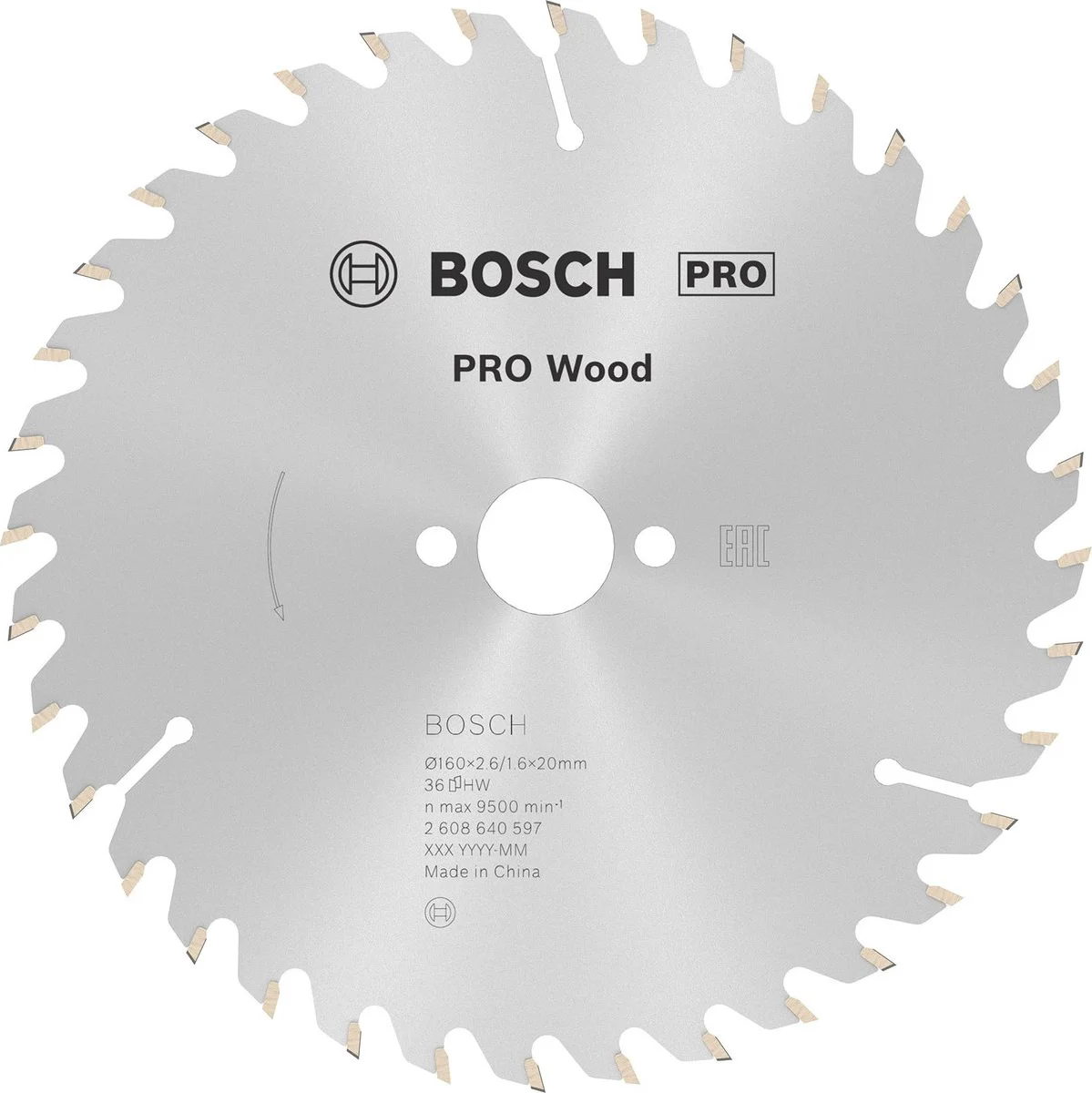 Bosch Professional Cirkelzaagblad PRO Wood | Ø 160 x 2,6 x 20mm 36T - 2608640597