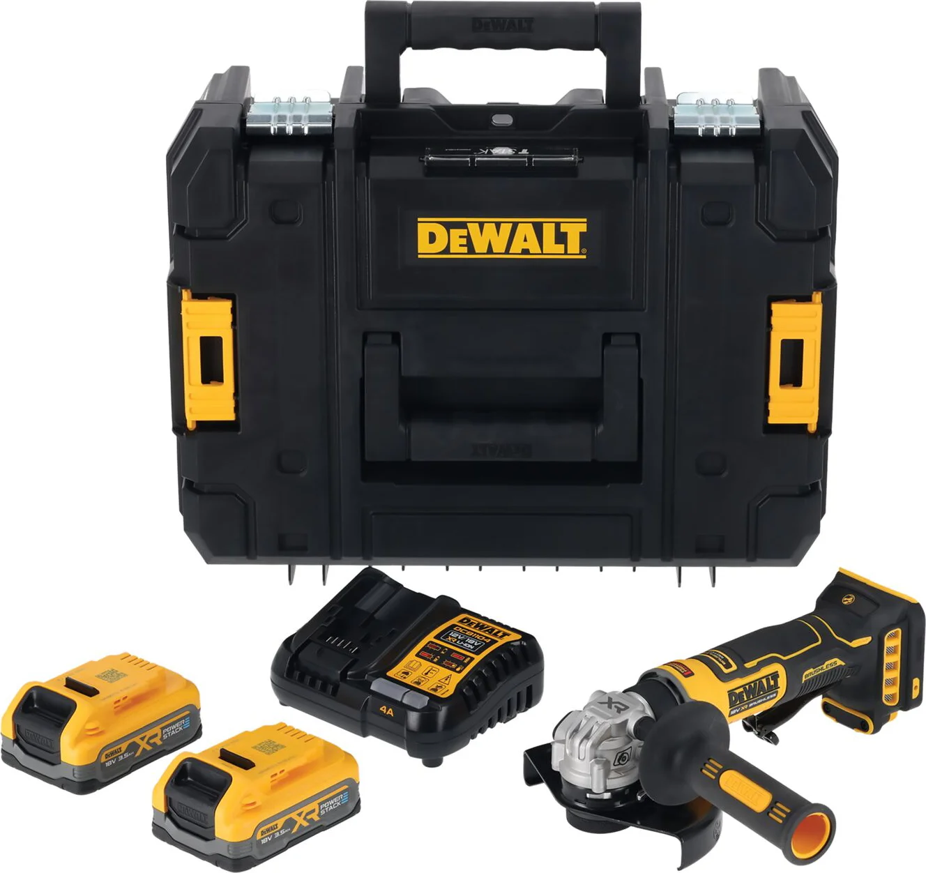 DeWALT DCG404S2T Compacte accu haakse slijper 125mm 18V XR POWERSTACK 3.5Ah in TSTAK