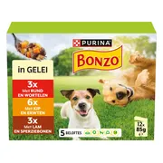 Bonzo Hondenvoer Nat Pouch in Gelei Multipack 12 x 85 gr