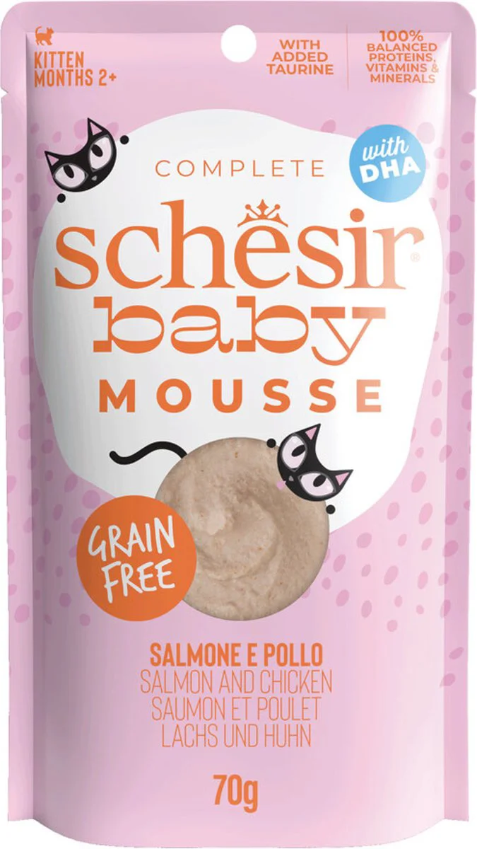12x Schesir Baby Kitten Mousse Zalm 70 gr