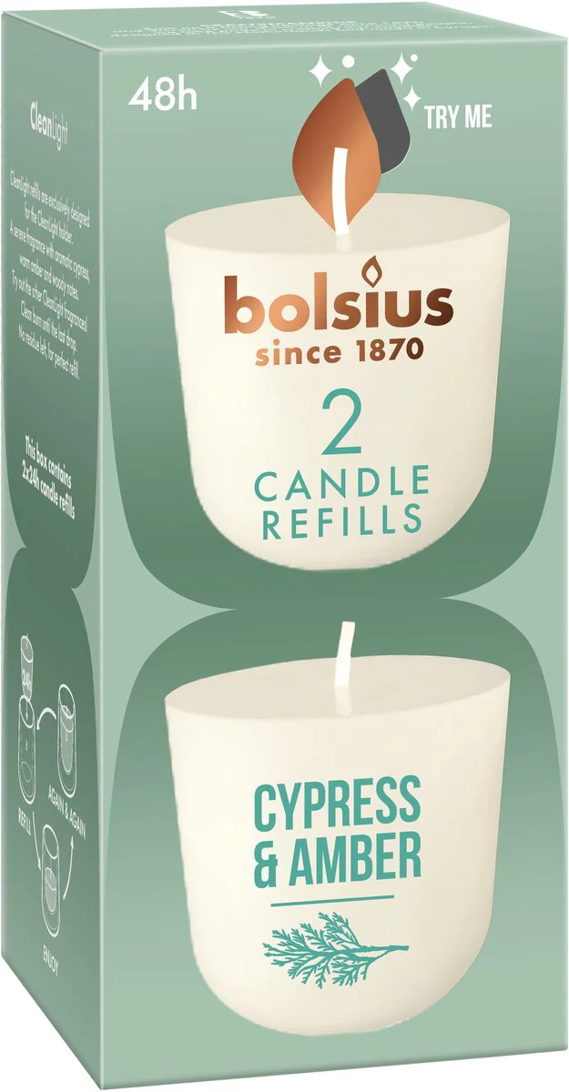 Bolsius Cypress & Amber Candle Refills 2ST