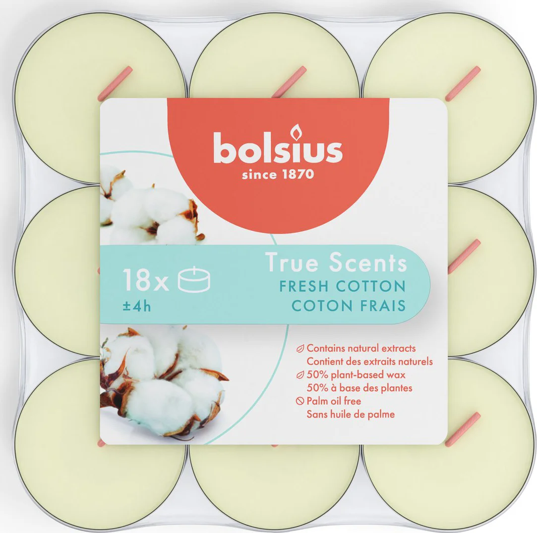 Bolsius True Scents Fris Katoen Geurtheelichten 18ST