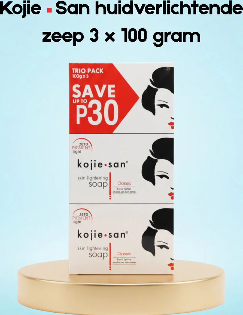 Kojie San skin lightening - Zeep 3 x 100 gram - Tegen pigmentvlekken - Egale huid