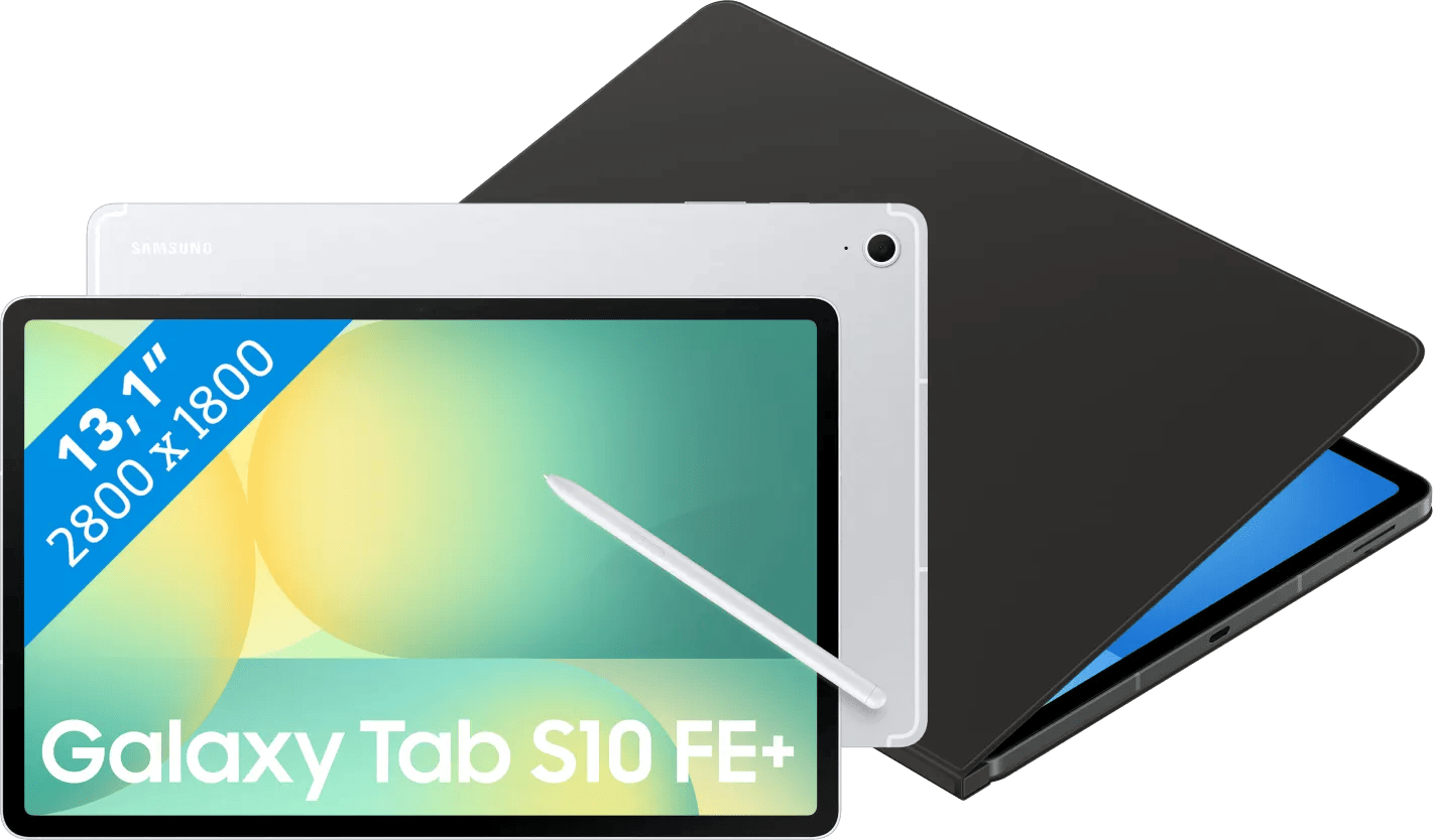 Samsung Galaxy Tab S10 FE Plus 13,1 inch 256GB Wifi Zilver + BlueBuilt Book Case Zwart