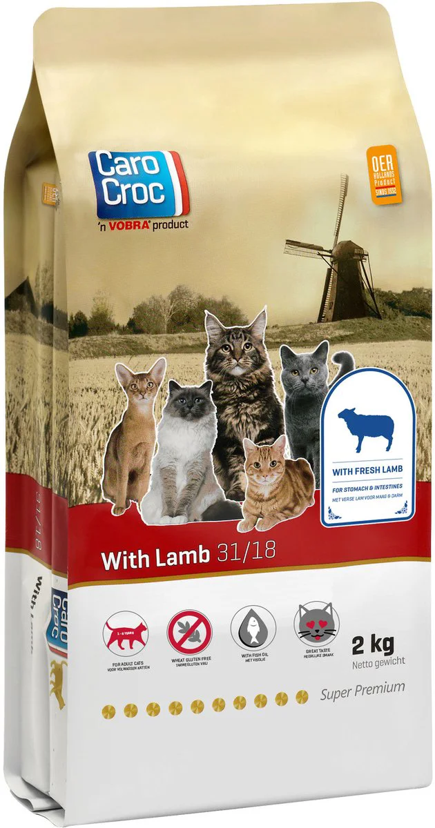 CaroCroc Kattenvoer Droog met Lam 2 kg