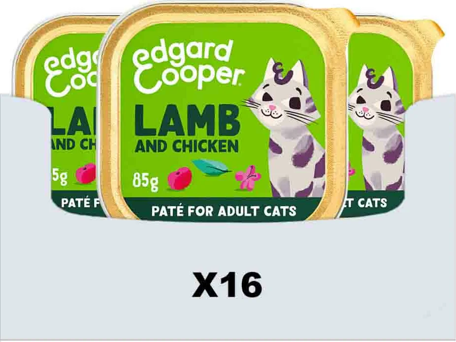 16x Edgard & Cooper Kattenvoer Pate Lam - Kip 85 gr