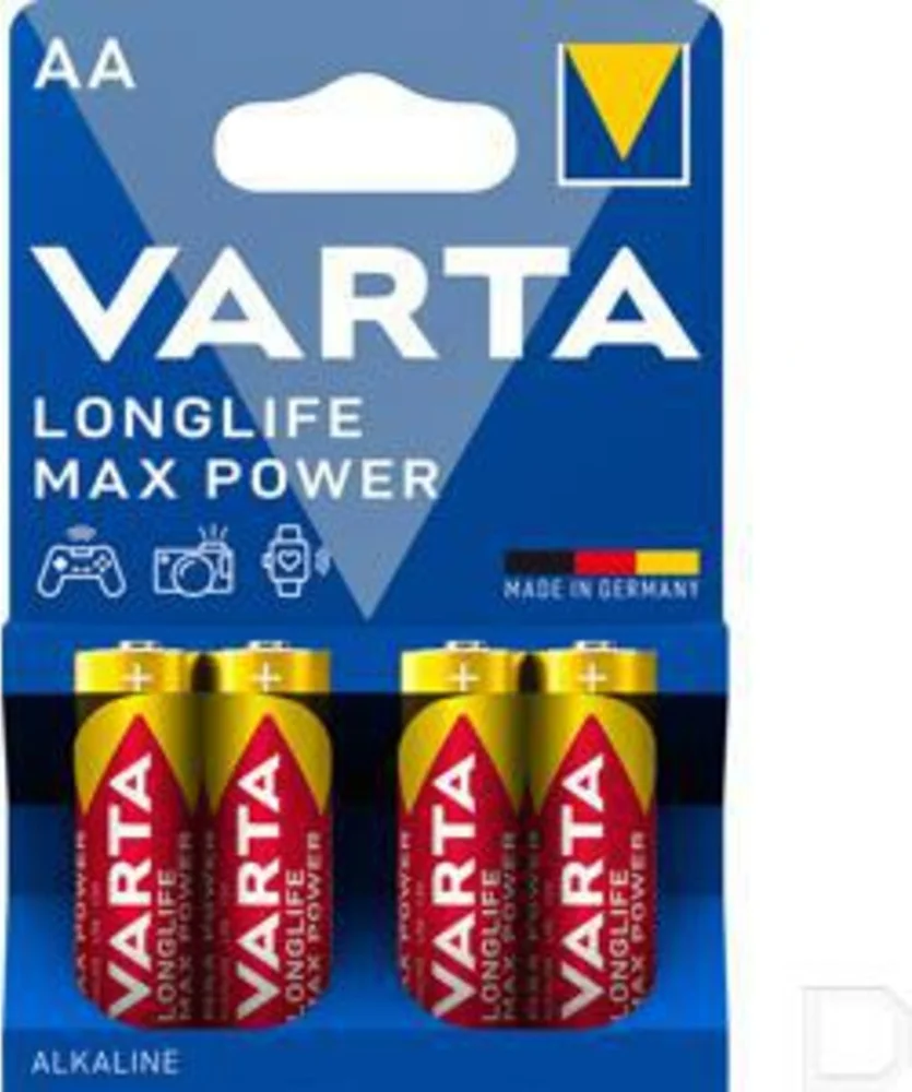 50x Varta Longlife Max Power Alkaline Batterijen AA 4 stuks