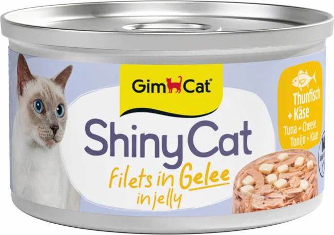 GimCat Kattenvoer Nat ShinyCat Filets in Jelly Tonijn & Kaas 70 gr