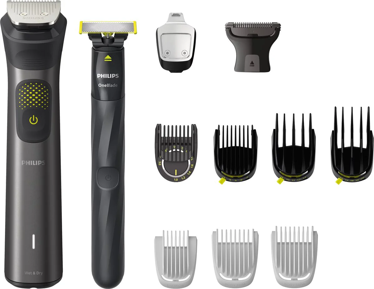 Philips All-in-One Series 9000 MG9540/15 - 13-in-1 - Multigroom - Baardtrimmer - Voor baard lichaam en haar - met OneBlade - Donkergrijs