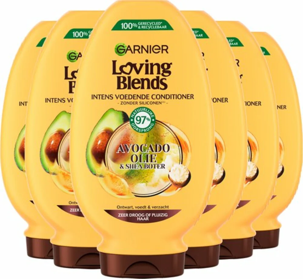 Garnier Loving Blends Avocado Olie & Shea Boter Conditioner - Ultra Voedend - Voor Zeer Droog, Golvend of Krullend Haar - 6x250 ml