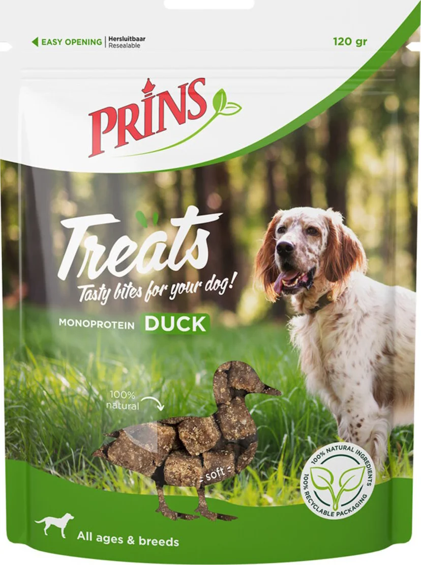 10x Prins Treats Hondensnacks Eend 120 gr