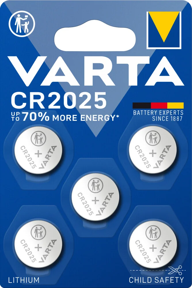 10x Varta LITHIUM Coin Batterijen CR2025 Blister 5 stuks