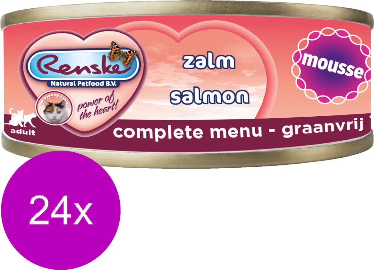 24x Renske Mousse Kattenvoer Nat Zalm 70 gr