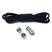 veters - (zwart met zilveren clips) - niet strikken - elastische veters - no tie - schoenveters - sportveters - rond - schoenveters - kinderveters