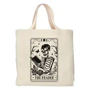 Creasowl® - The reader tote bag - Boodschappentas 38 x48 cm - Polylinnen- Tarot kaart tas - Shopper - Canvas tas - Boodschappen tas - Totebag - Schoudertas - Draagtas - Boeken tas
