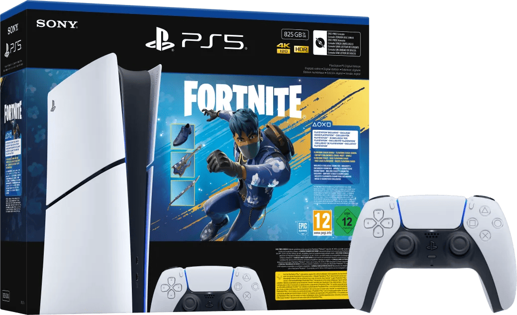 Sony PlayStation 5 Slim Digital Edition Fortnite bundel + Extra Controller Wit