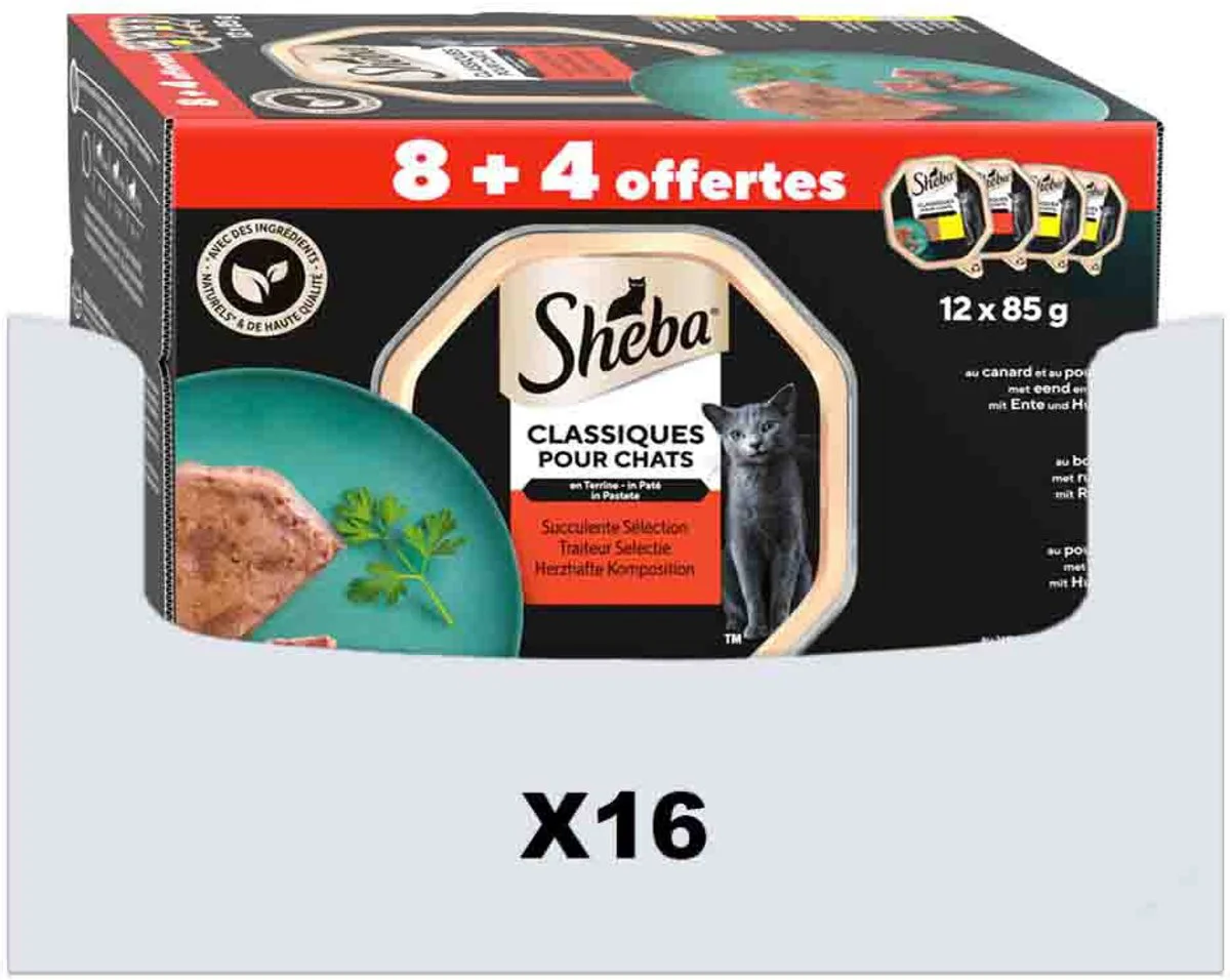 6x Sheba Kattenvoer Nat Classic Traiteur Paté Selectie Multipack 12x85 gr