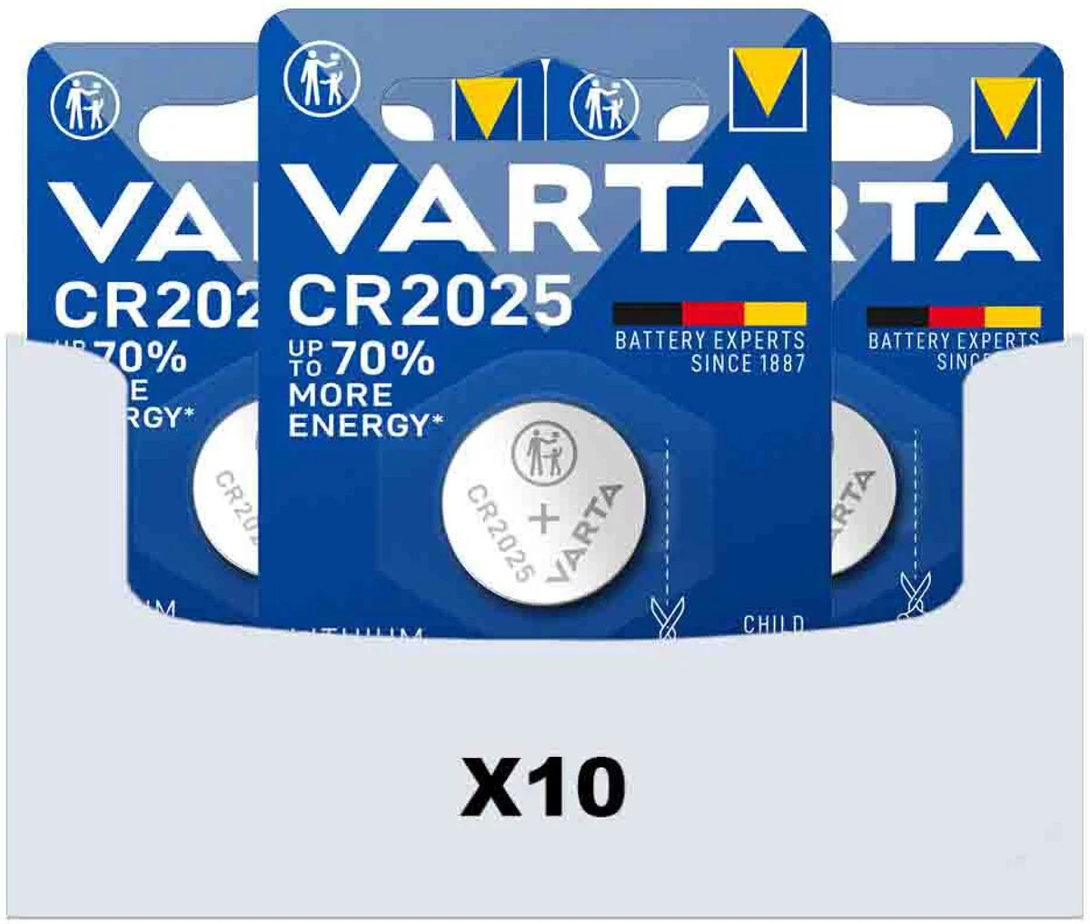 10x Varta Lithium Coin CR2025 Blister