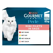 Gourmet Perle Kattenvoer Nat Mini Filets Multipack Vlees - Vis 60 x 85 gr