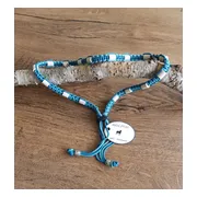 Anti-Tekenband met EM kralen 100% natuurlijk Turquoise Maat 40-50 cm