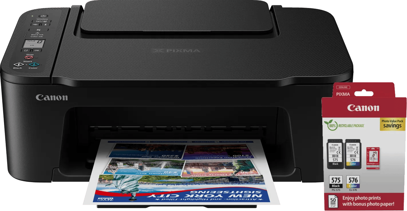 Canon PIXMA TS3750i + 1 set extra cartridges + fotopapier