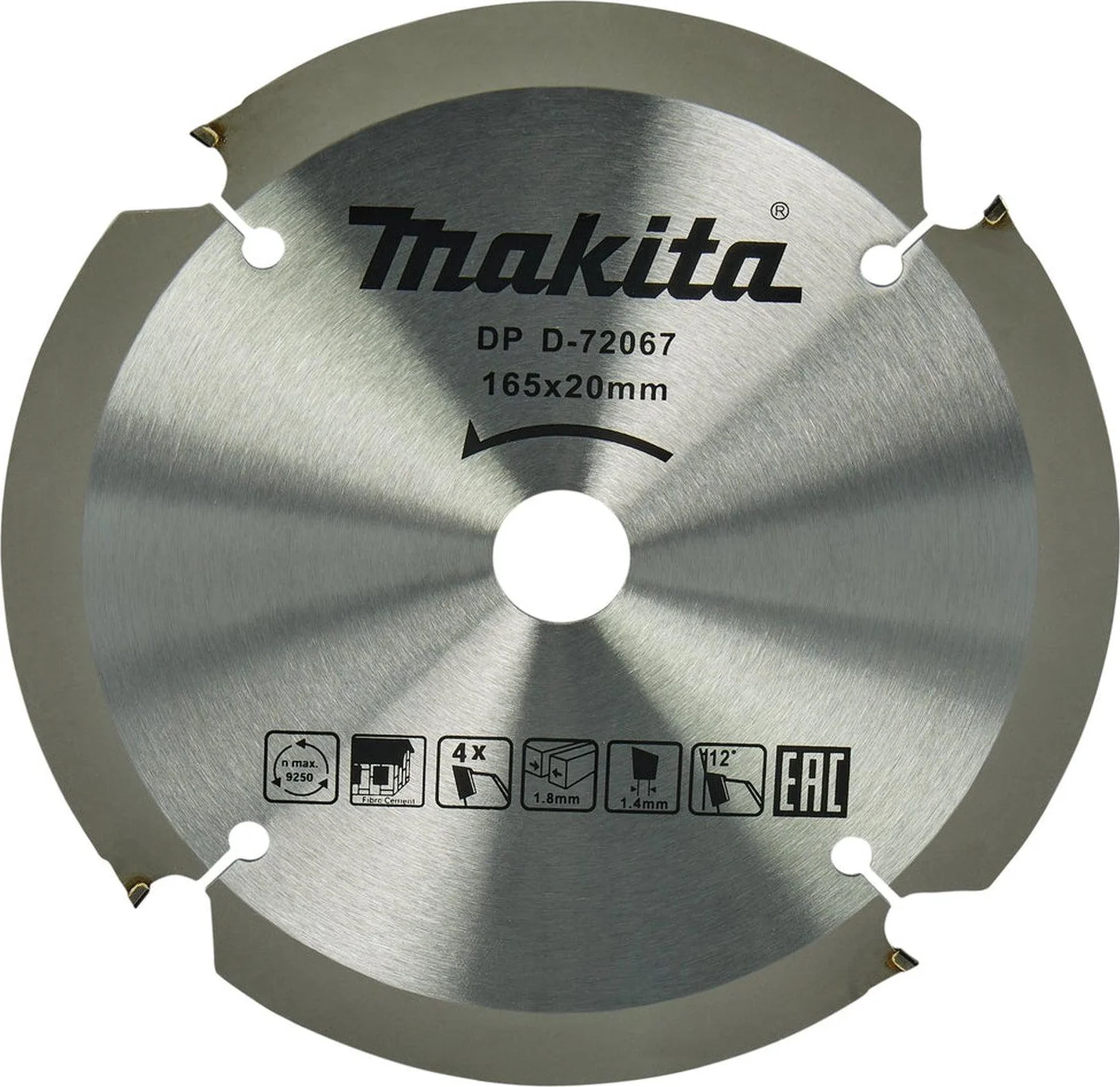 Makita Cirkelzaagblad voor Vezelcementplaat | Specialized | Ø 165mm Asgat 20mm 4T - D-72067