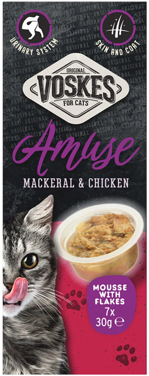 Voskes Kattensnack Mousse Makreel&Kip 7x30 gr