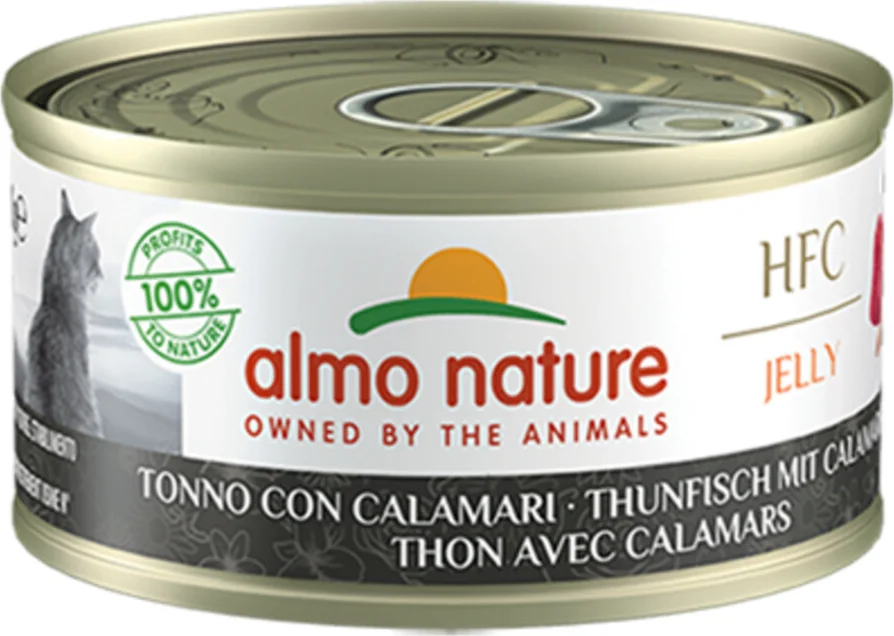 48x Almo Nature HFC Kattenvoer Nat in Gelei Tonijn & Inktvis 70 gr
