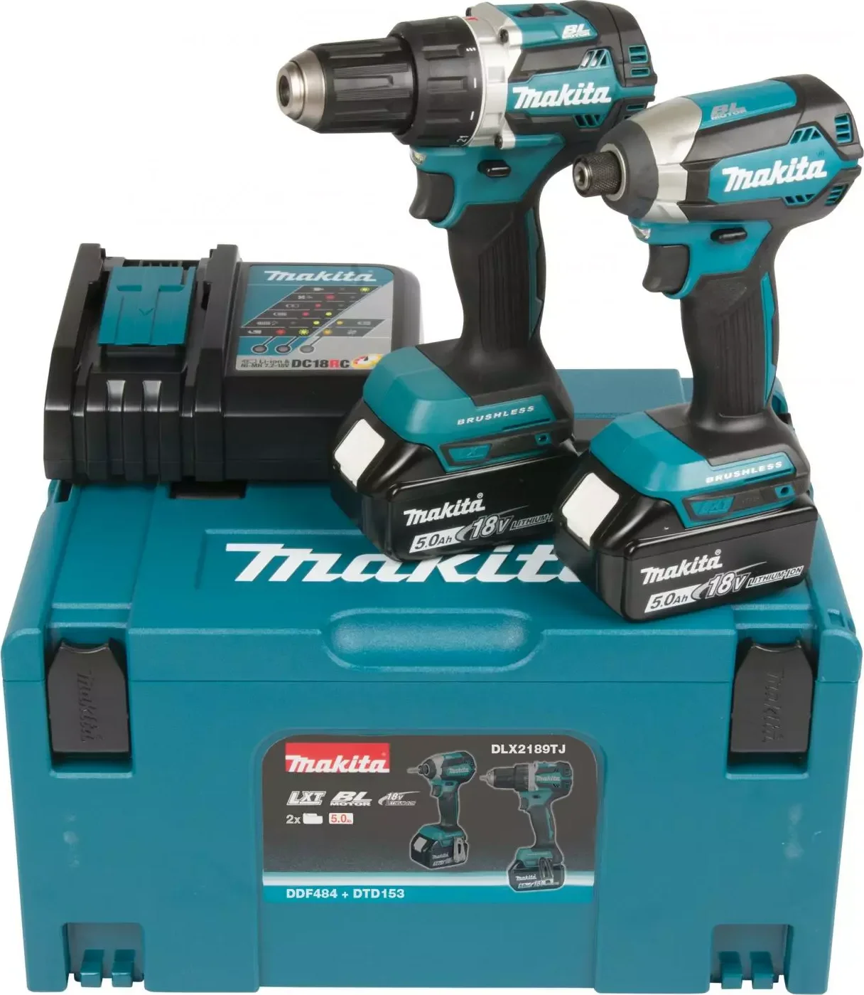 Makita DLX2189TJ Accu combiset 2-delig (DDF484 + DTD153) 18V 5.0Ah in Mbox