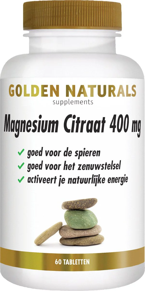Golden Naturals Magnesium Citraat 400mg Vegan 60 tabletten