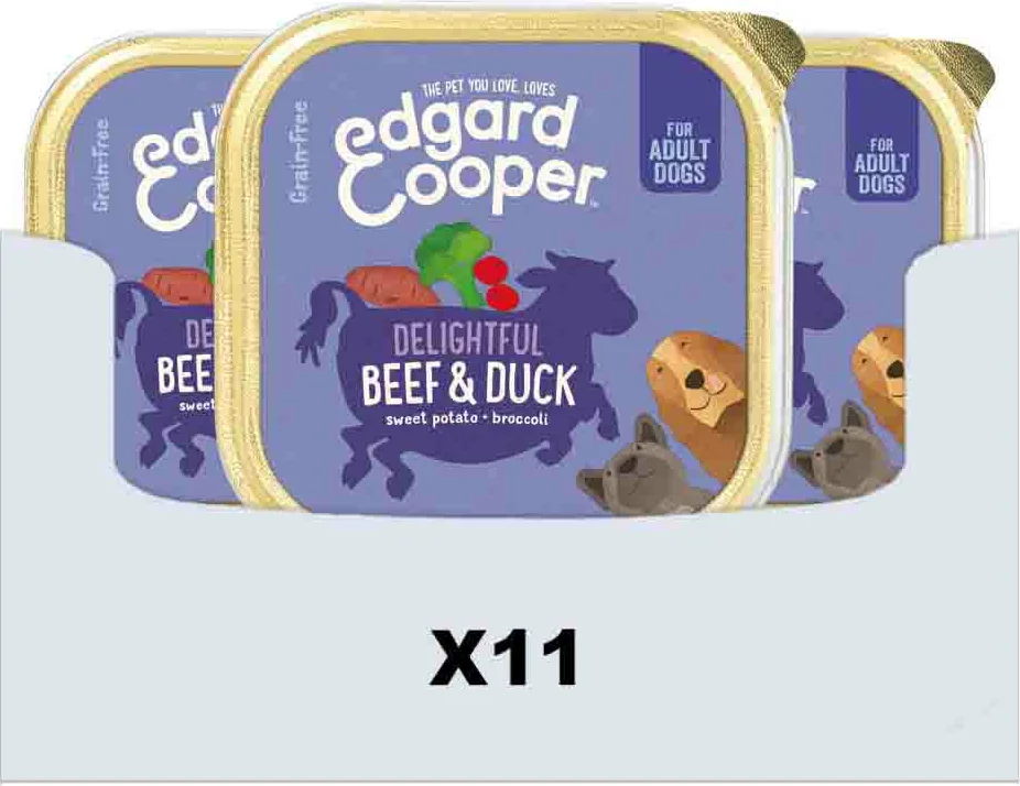 11x Edgard & Cooper Kuipje Vers Vlees Hondenvoer Rund - Eend 150 gr